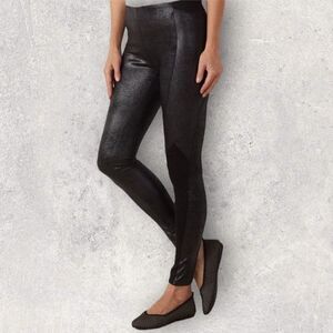 SOFT SURROUNDINGS Skyler Faux Leather Moto Paneled Leggings 2X